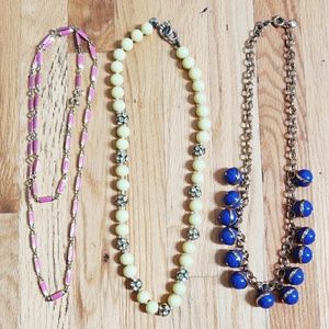 Set of 3 J. Crew Necklaces Pink, Yellow, Blue